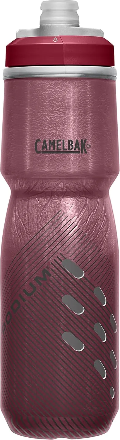 CamelBak Podium Chill Insulated Bike Water Bottle - Easy Squeeze Bottle - Fits Most Bike Cages - 24oz, Burgunday Perforated