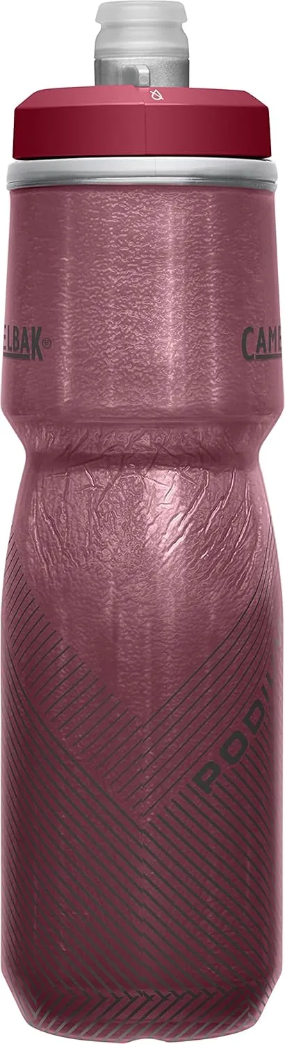CamelBak Podium Chill Insulated Bike Water Bottle - Easy Squeeze Bottle - Fits Most Bike Cages - 24oz, Burgunday Perforated