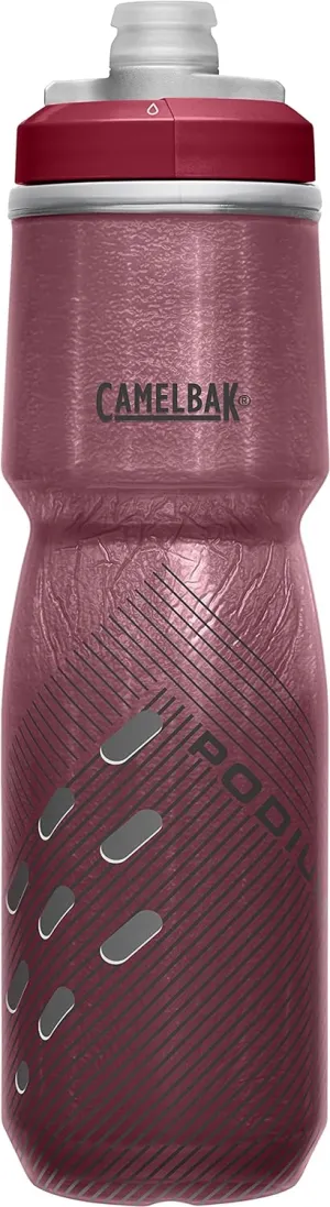 CamelBak Podium Chill Insulated Bike Water Bottle - Easy Squeeze Bottle - Fits Most Bike Cages - 24oz, Burgunday Perforated