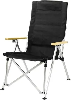 Camping Chair Adjustable Long Back Chair Folding Recliner Garden Picnic Beach Leisure Chair Fishing Chair(Color:Black)