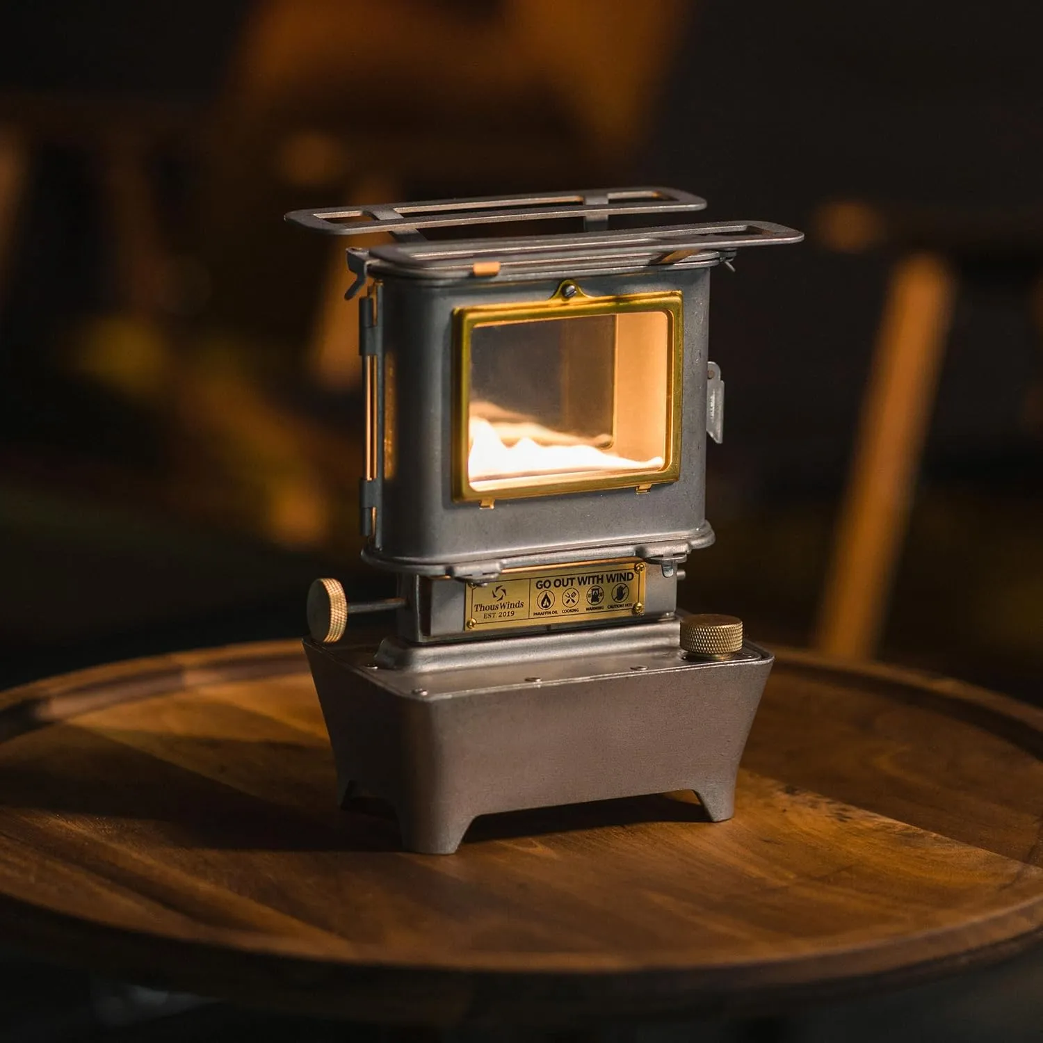Camping Oil Lantern, Portable Stove for Outdoor Lighting Cooking Warming, Stainless Steel Oven, Retro Silver