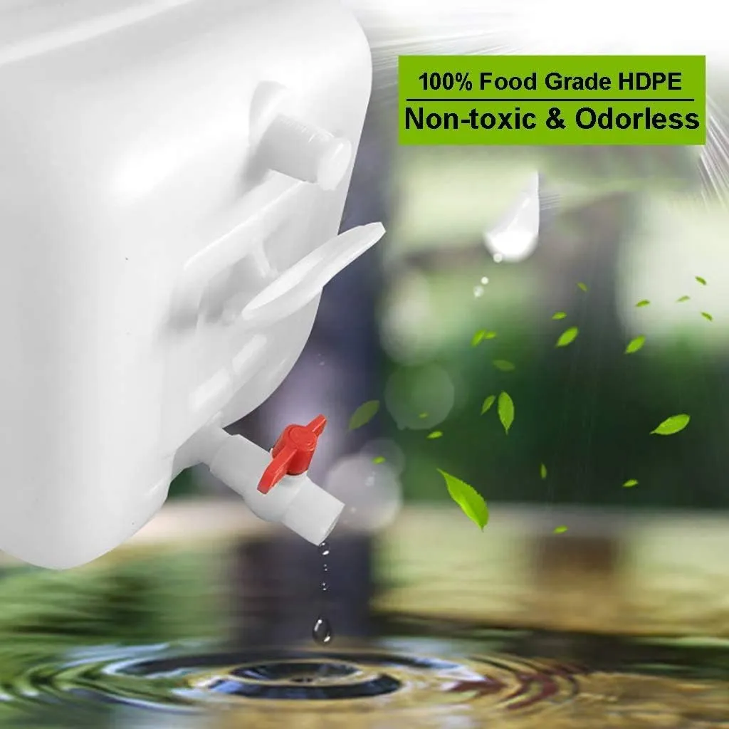 Camping Water Carrier Food Grade Rectangular Water Container With Spigot For Camping, White Plastic Large Water Container With Handle For Camping Live Farm Industrial Water Storage Jug(Size:25 liters)