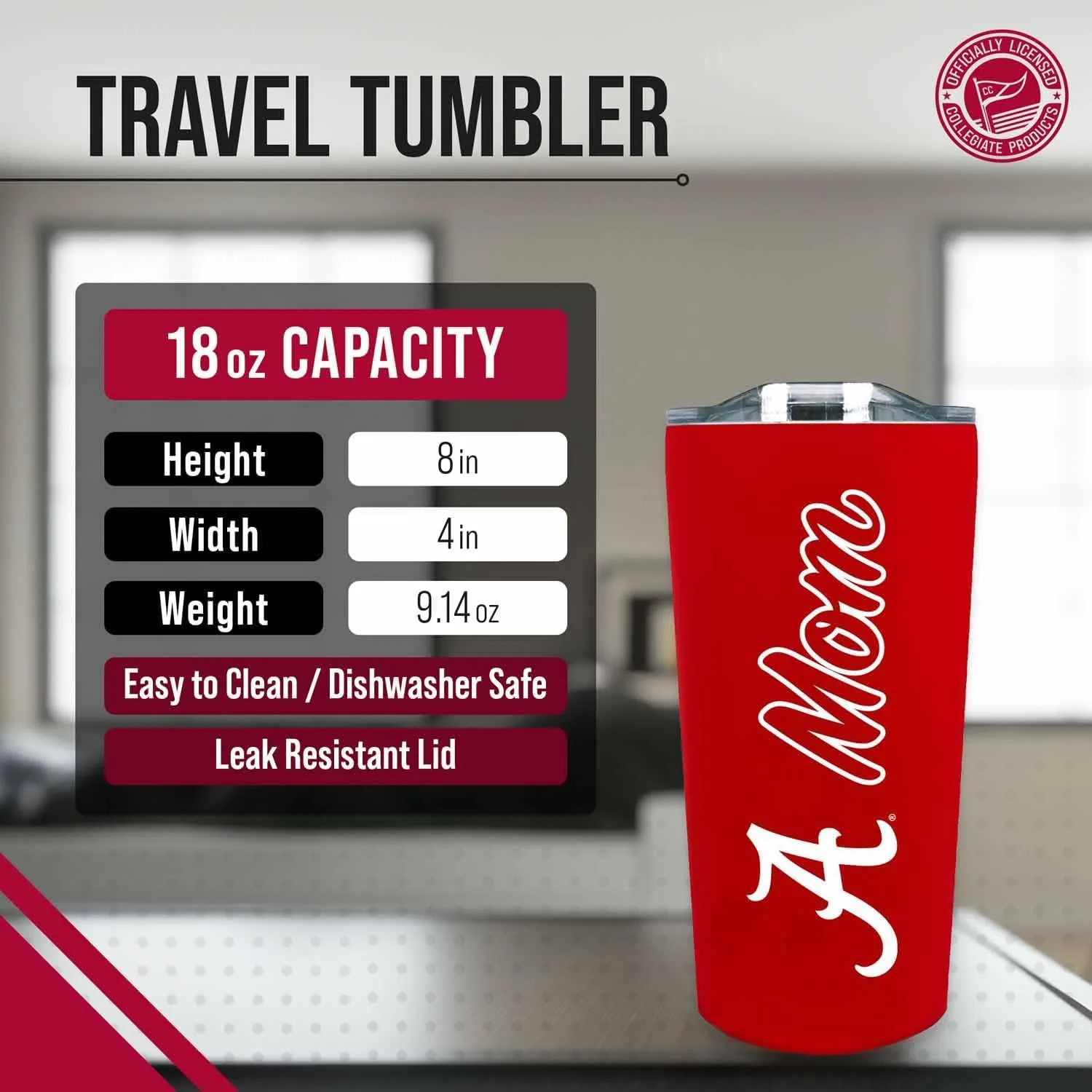Campus Colors NCAA Stainless Steel Travel Tumbler for Mom - 18 oz - Double Walled Insulated Drinkware (Stanford Cardinal - Cardinal)
