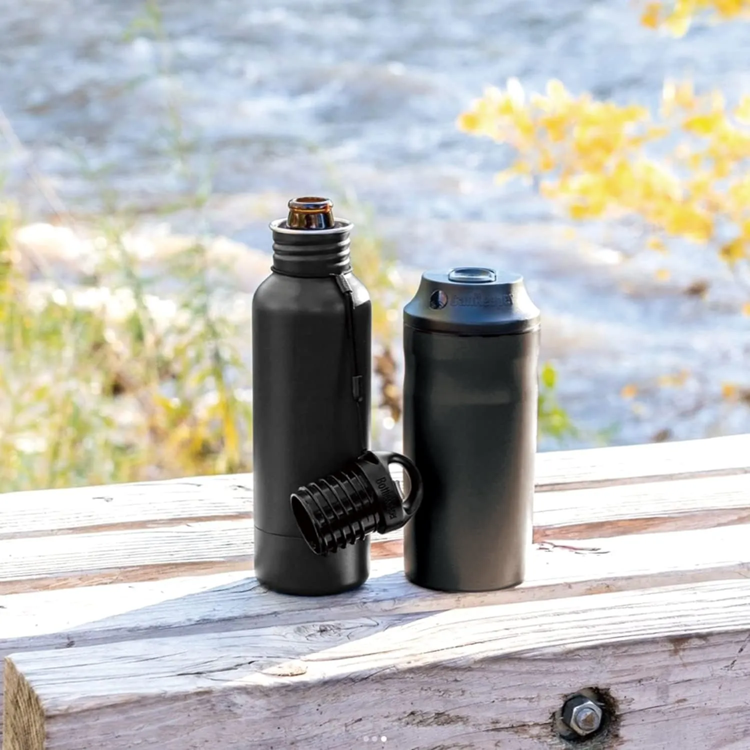 CanKeeper 3-In-1 - FITS 12oz, 16oz and Slim Cans - Keep Your Can Cold For Hours - Double Walled and Vacuum Insulated Can Cooler - Lid Keeps Cold In, Dirt Out (Black)