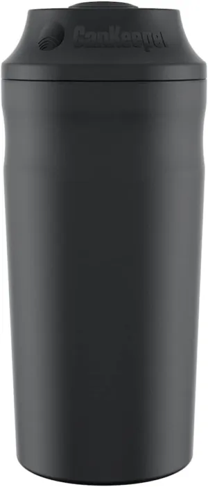 CanKeeper 3-In-1 - FITS 12oz, 16oz and Slim Cans - Keep Your Can Cold For Hours - Double Walled and Vacuum Insulated Can Cooler - Lid Keeps Cold In, Dirt Out (Black)