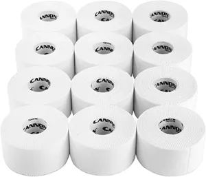 Cannon Sports Premium Athletic Tape - 1.5” x 45 Feet Per Roll - Easy Tear, No Sticky Residue, Very Strong, Hypoallergenic and Latex Free Sports Tape for Athletes and Trainers – Bulk 12 Pack (White)