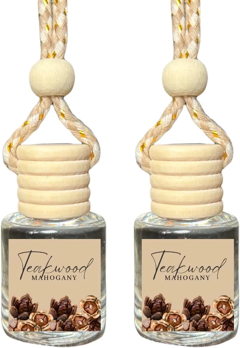 Car Air Fragrance Oil Diffuser, Car Air Freshner, Car Oil Air Freshner, Car Oil Diffuser, Wood Automotive Air Freshners, Long Lasting Car Air Freshner (2 pack) (Mahogany Teakwood)