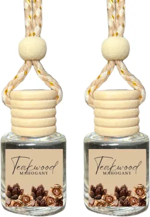Car Air Fragrance Oil Diffuser, Car Air Freshner, Car Oil Air Freshner, Car Oil Diffuser, Wood Automotive Air Freshners, Long Lasting Car Air Freshner (2 pack) (Mahogany Teakwood)