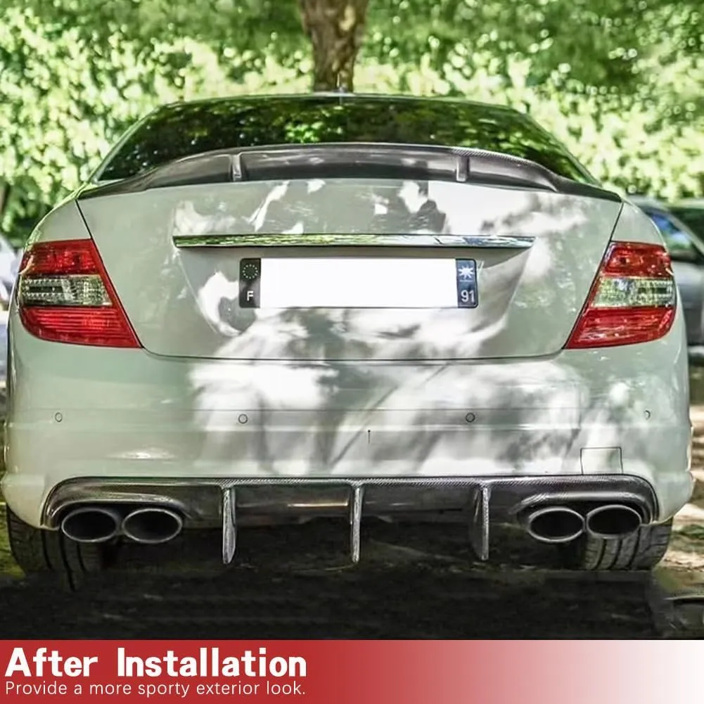 Carbon Fiber Rear Diffuser for Mercedes Benz C63 AMG Sedan W204 2008-2011 Rear Bumper Lip Valance Splitter Spoiler(with Vent fin)