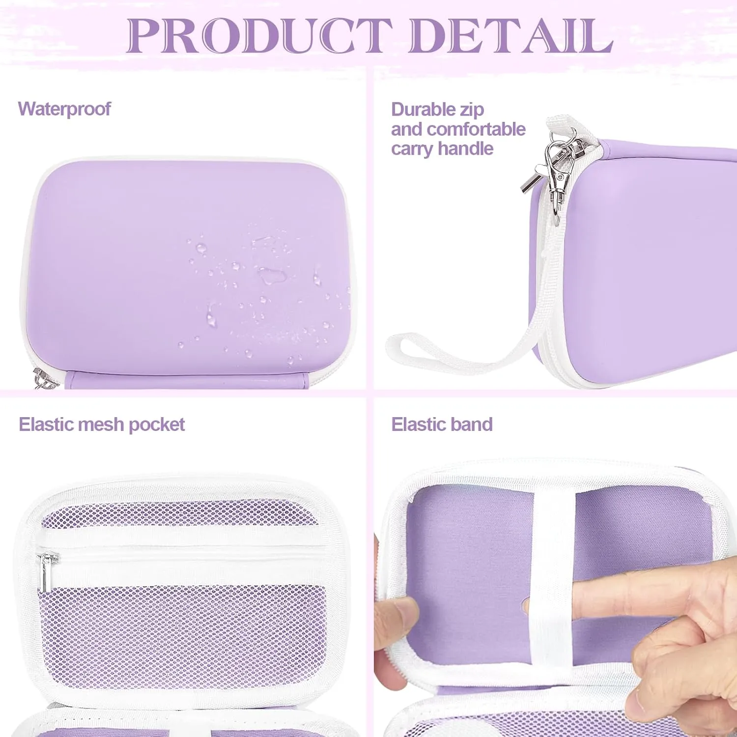 Case Compatible with Phomemo D30 D35, for NELKO P21, for NIIMBOT D110, for JADENS D110 Label Maker with 3 Roll Label Tape(Label Paper 1/2" x 1 1/2" (12mm X 40mm))-Hard Shell Storage Bag-Purple