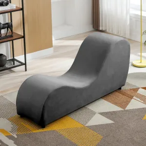 CECER Yoga Chair,Curved Chaise Lounge for Stretching Relaxing Exercising,Modern Lounge with Thicker Chair Legs,Velvet Fabric for Indoor Living Room-Dark Grey