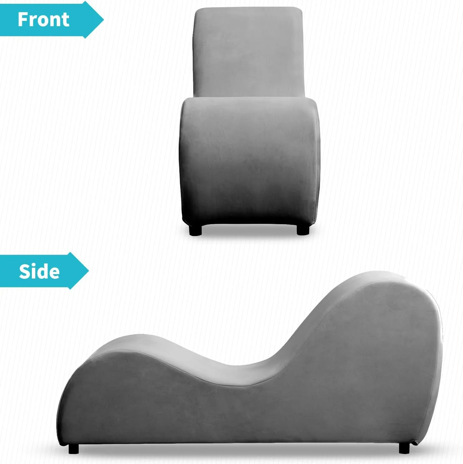 CECER Yoga Chair,Curved Chaise Lounge for Stretching Relaxing Exercising,Modern Lounge with Thicker Chair Legs,Velvet Fabric for Indoor Living Room-Dark Grey