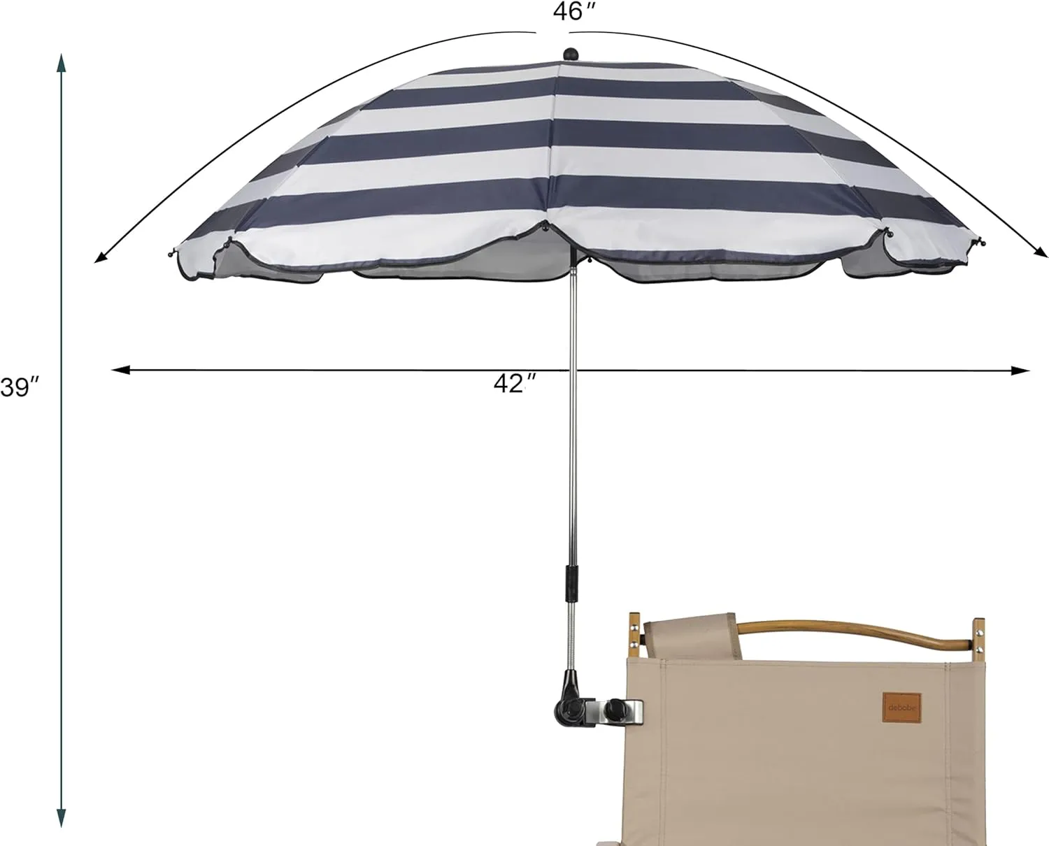 Chair Umbrella with Clamp,46 inches UPF 50  Clip on Parasol for Patio,Beach Chairs,Strollers,Wheelchairs,Golf Carts