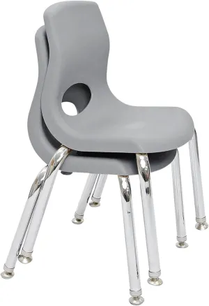 Children’s Factory MyPosture Plus 8" Chair, Gray with Chrome Legs, 2 Pack, Stackable Ergonomic Seating Solution for Classrooms and Homeschools