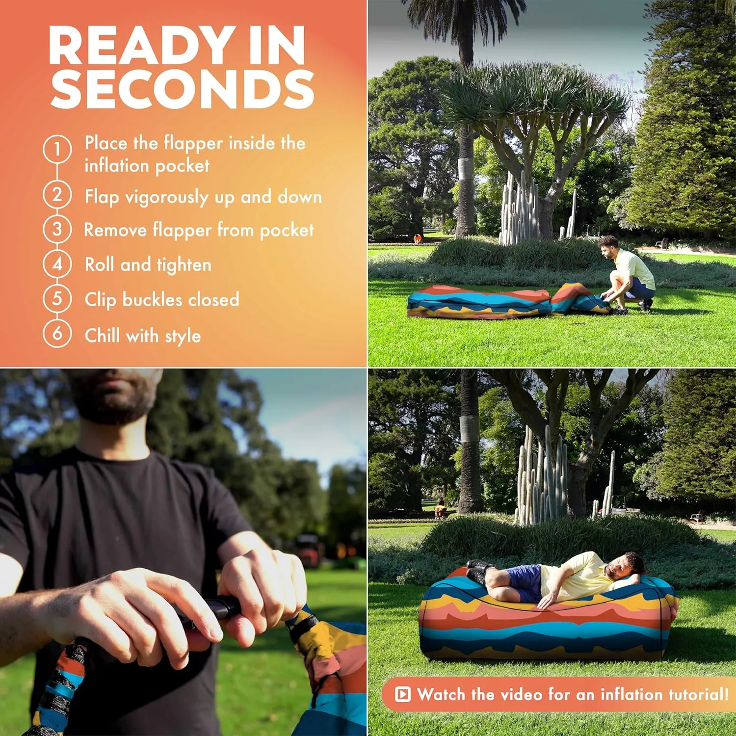 Chillbo Inflatable Couch – Cool Inflatable Chair. Upgrade Your Camping Accessories. Easy Setup is Perfect for Hiking Gear, Beach Chair and Music Festivals.