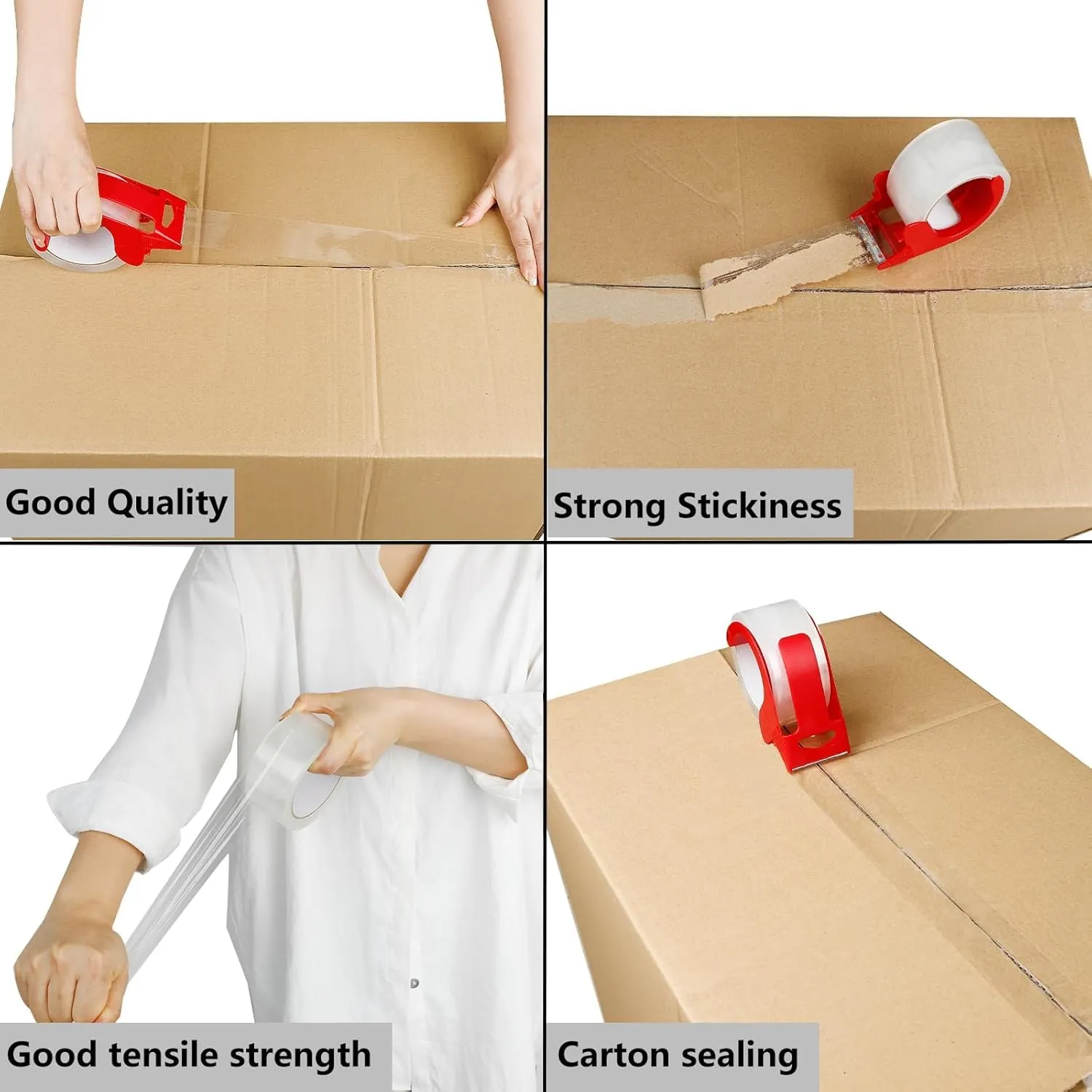 CHUANGSEED 6-Pack Clear Packing Tape with Dispenser -2.7mil x 1.88" x 55Y Heavy Duty Packing Tape for Moving Boxes-Moving Tape Strong Adhesive Packaging Tape