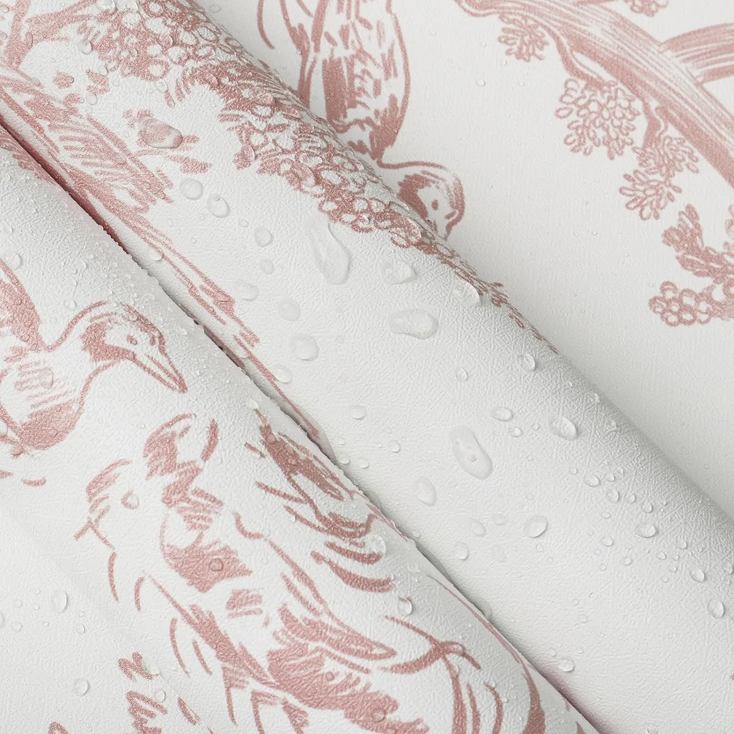 CiCiwind 16In×65.6Ft Vintage Peel and Stick Wallpaper Pink Toile Wallpaper White and Pink Contact Paper Self Adhesive Removable Wallpaper for Bedroom Bathroom Walls Covering