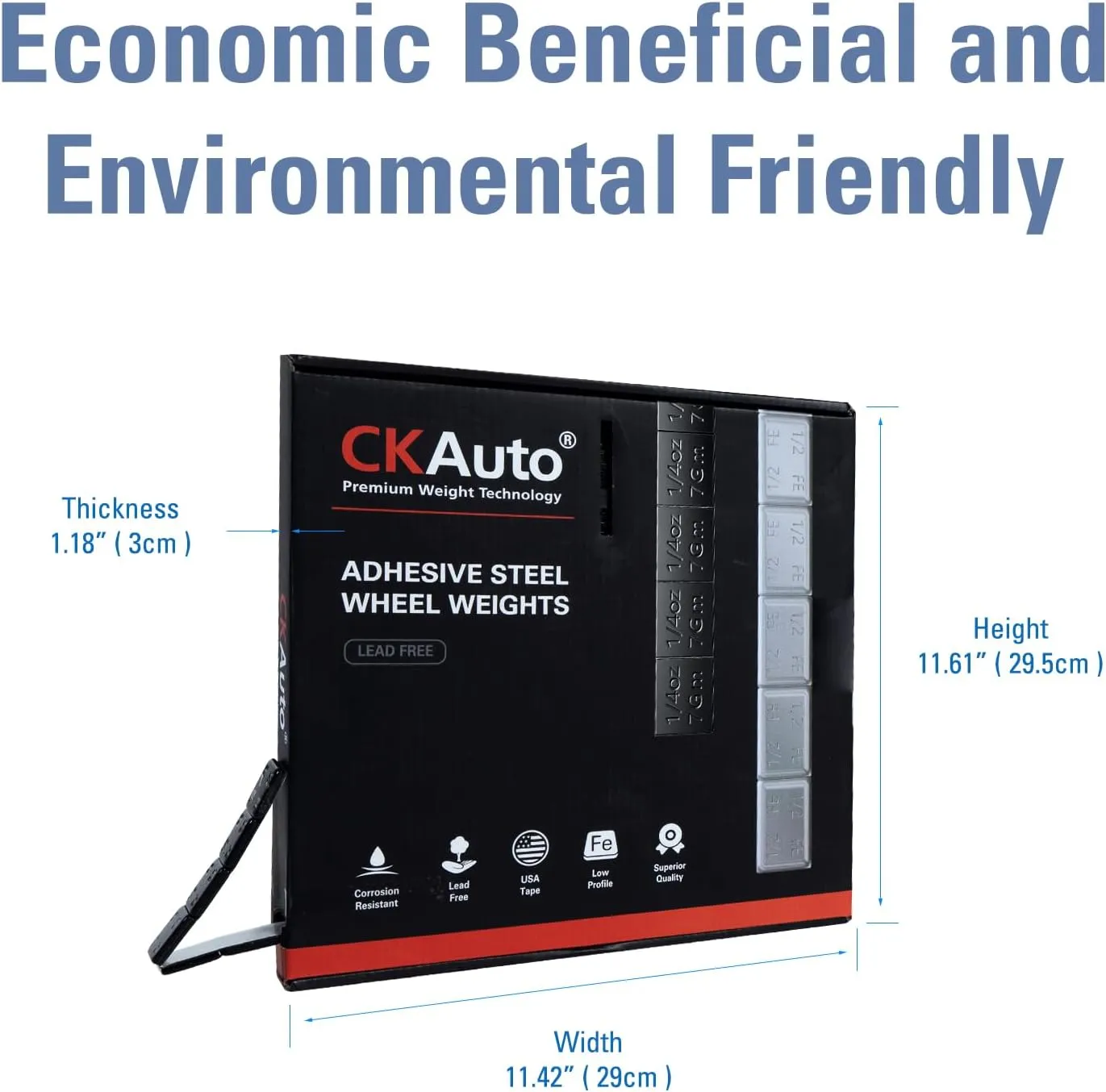 CKAuto 0.5oz, Adhesive Stick on Roll Wheel Weights, Black, 4.2 kgs/ 9.24 lb/Roll, 300pcs, OE Quality