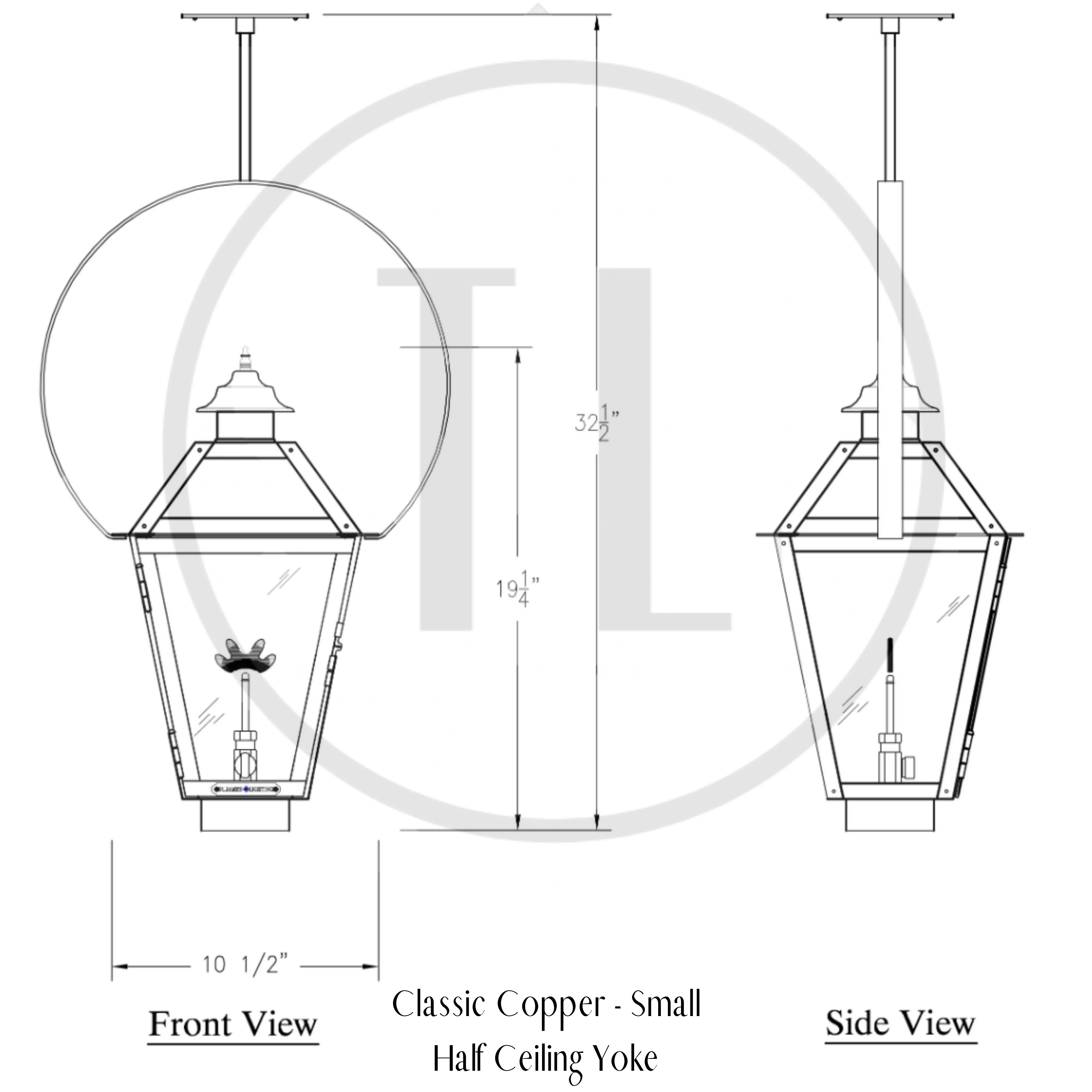 Classic Copper Lantern - Hanging With Bail (half yoke)