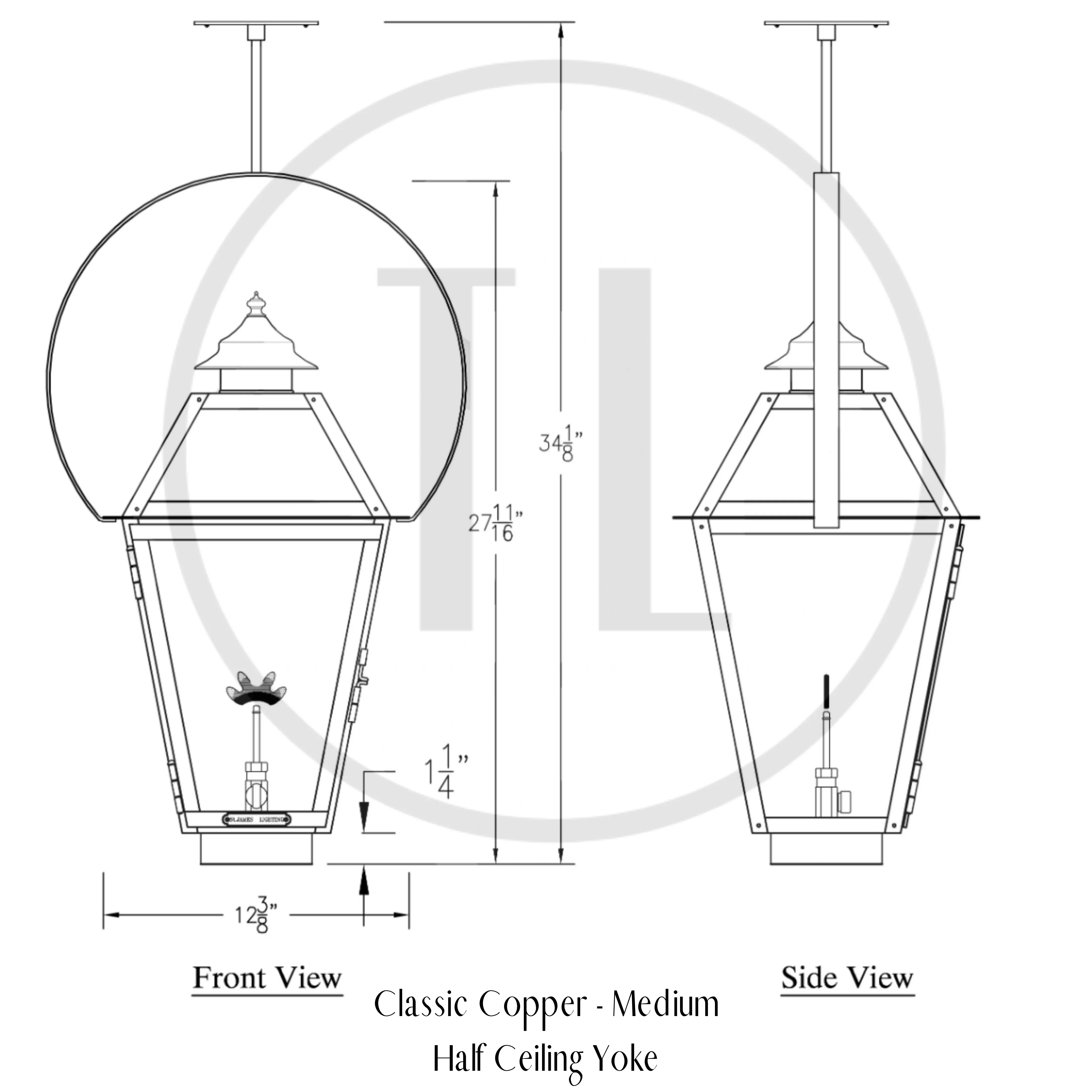 Classic Copper Lantern - Hanging With Bail (half yoke)