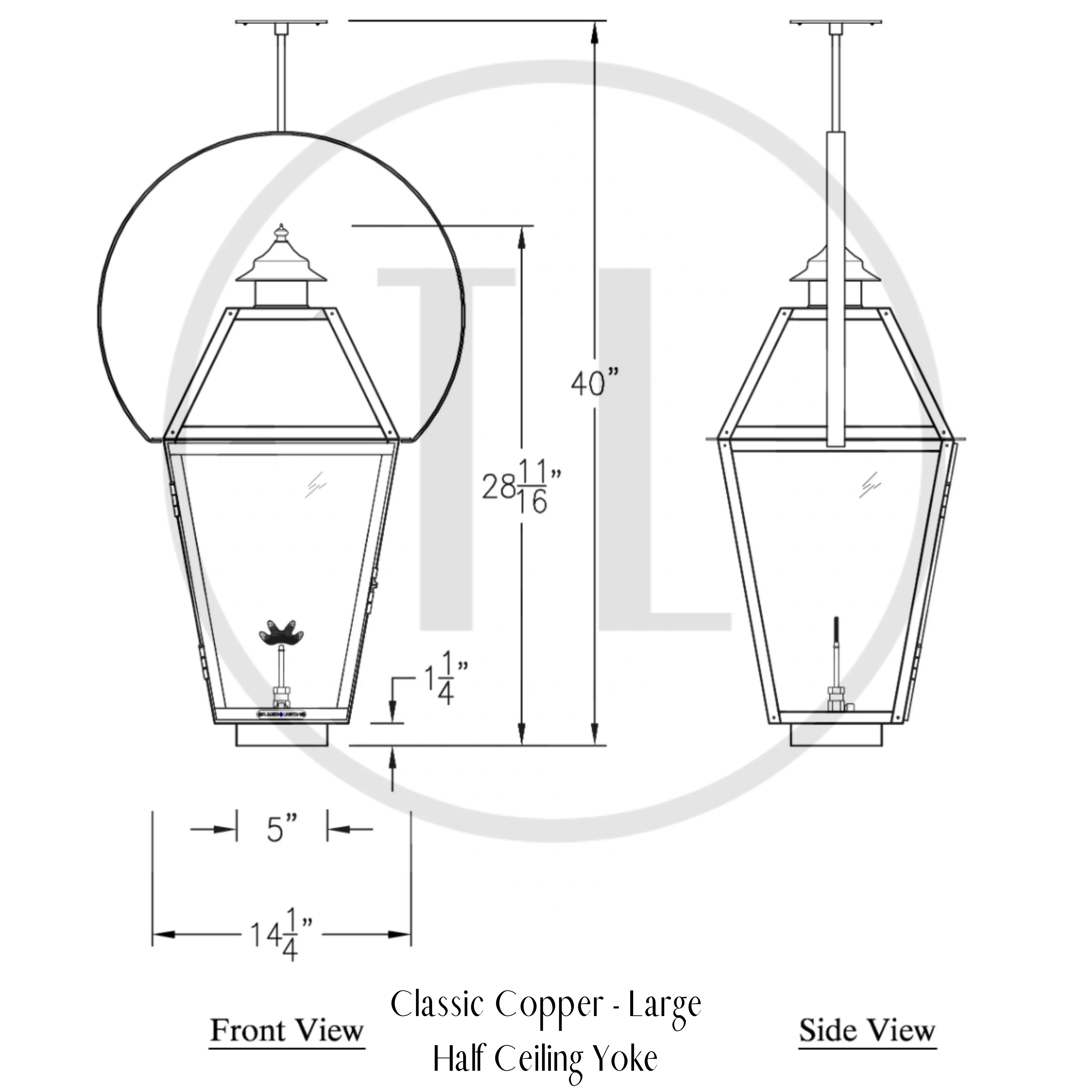 Classic Copper Lantern - Hanging With Bail (half yoke)