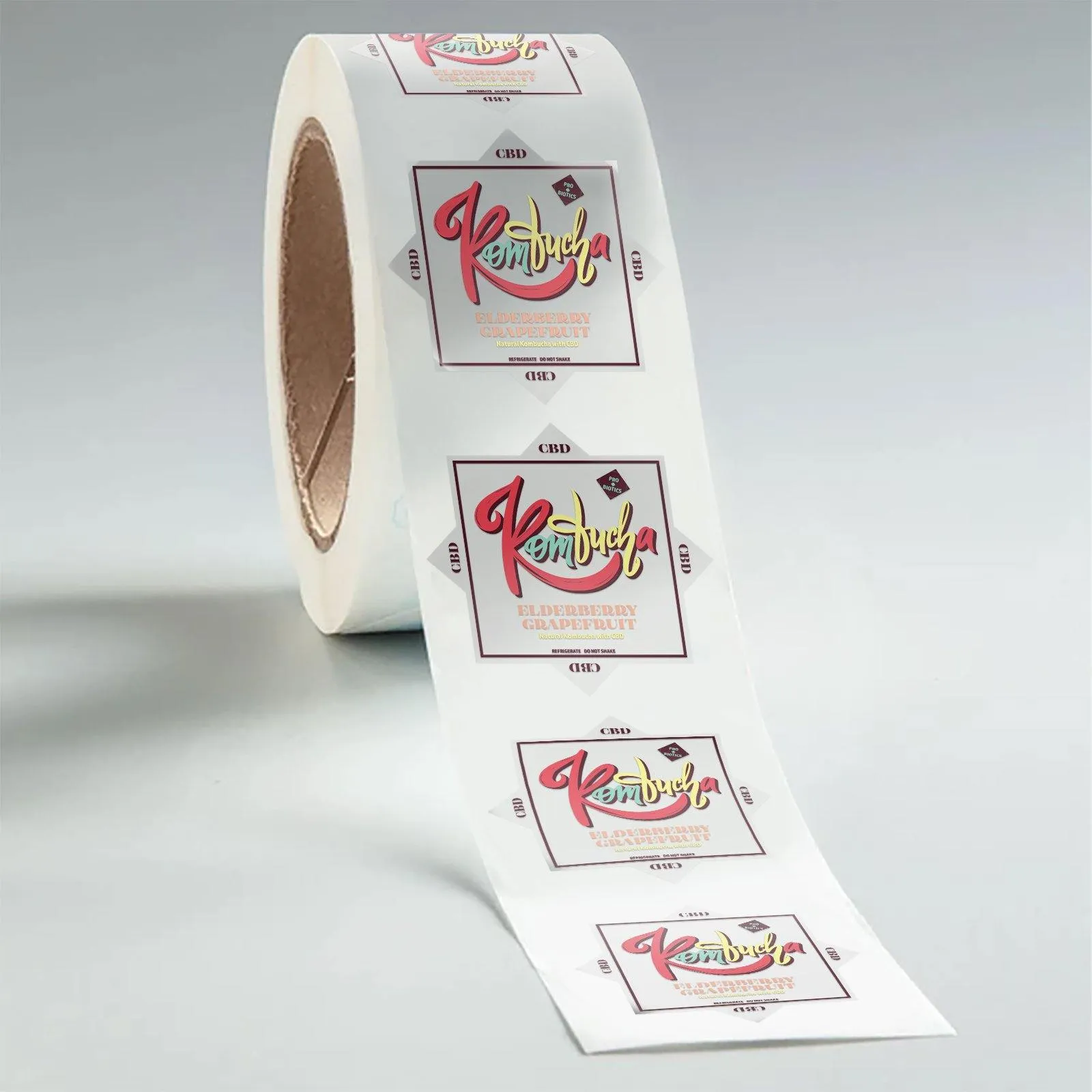 Clear Custom Die Cut Waterproof Kombucha Labels