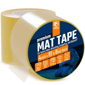 Clear Mat Tape 3 or 4 Inch, 1 or 2 Pack Mat Tape for Wrestling Grappling Gymnastics Jiu Jitsu MMA Floor | Exercise Roll Out Mats Foam Tiles | Home Mats & Gym Floor Tape (2, 4 Inch)