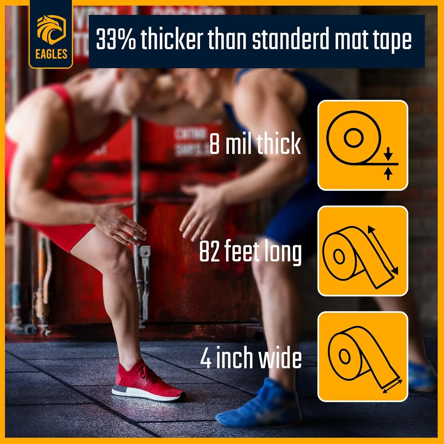 Clear Mat Tape 3 or 4 Inch, 1 or 2 Pack Mat Tape for Wrestling Grappling Gymnastics Jiu Jitsu MMA Floor | Exercise Roll Out Mats Foam Tiles | Home Mats & Gym Floor Tape (2, 4 Inch)