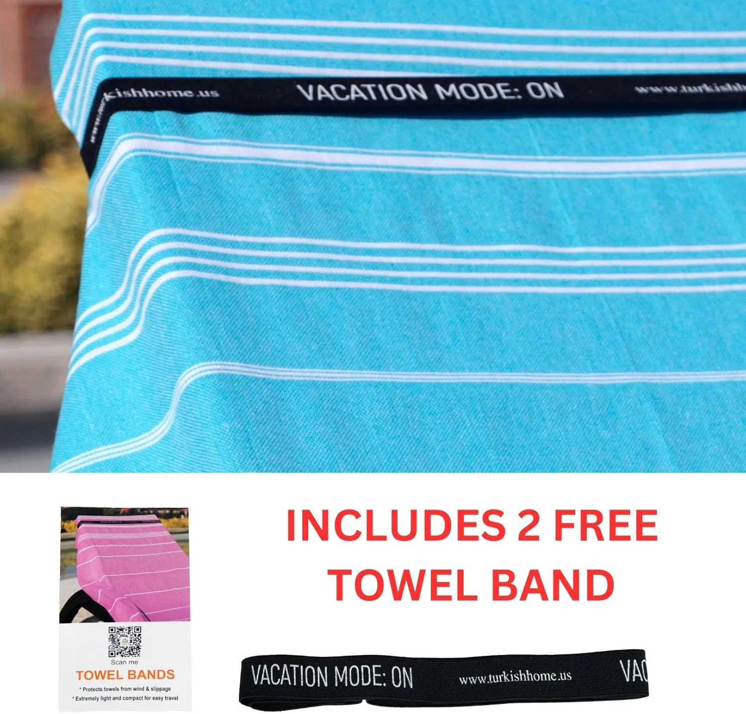 Clotho 6 Pack Turkish Beach Towel Set with Chair Bands – Oversized 39"x70" - 100% Cotton, Quick-Dry, Absorbent, Lightweight Bath and Pool Towels – Multicolor