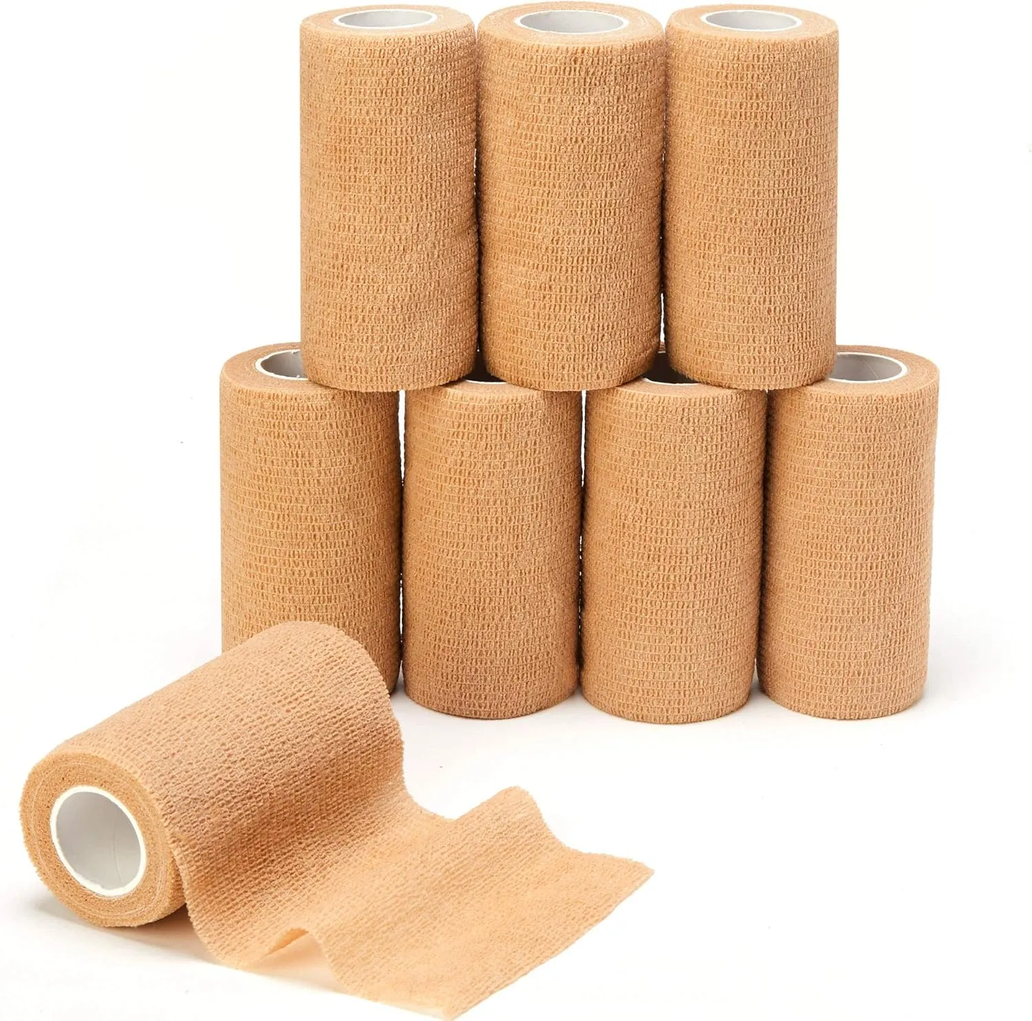 Cohesive Bandage Wrap (4 Inches X 5 Yards), 8 Pack Self Adhesive Bandage Vet wrap for First Aid, Sports, Ankle, Wrist, Sprains & Swelling, Human, Animals