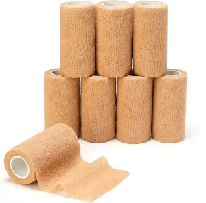 Cohesive Bandage Wrap (4 Inches X 5 Yards), 8 Pack Self Adhesive Bandage Vet wrap for First Aid, Sports, Ankle, Wrist, Sprains & Swelling, Human, Animals
