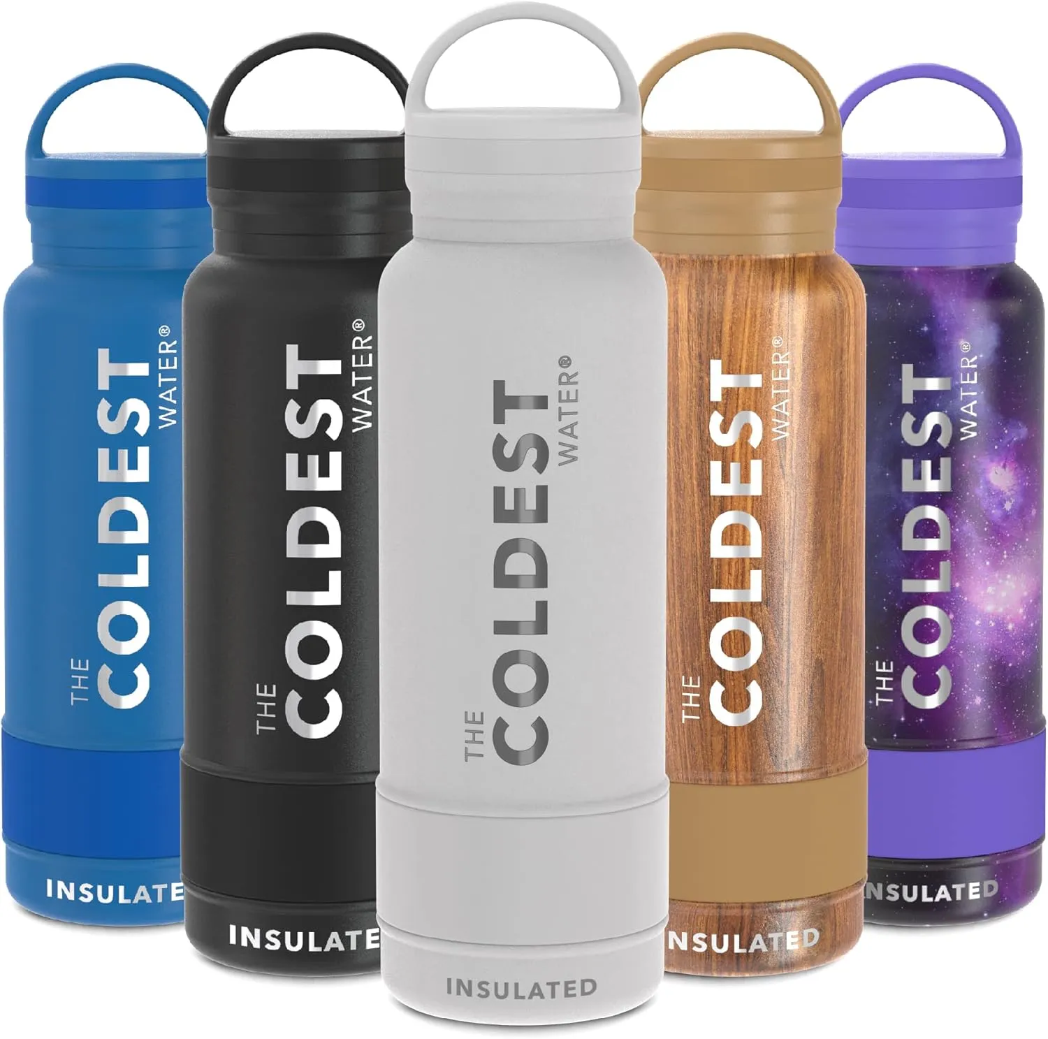 Coldest Insulated Water Bottle with Handle Lid | Leak Proof, Simple Insulated Modern Stainless Steel, Double Walled, Sport Thermos Bottles, Metal Flask | 21oz