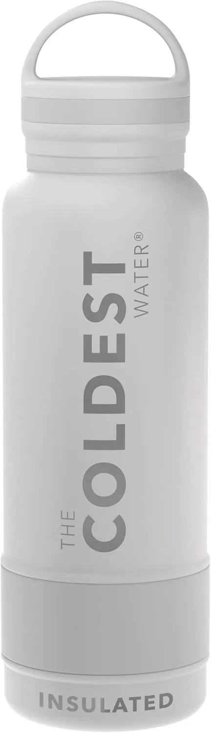 Coldest Insulated Water Bottle with Handle Lid | Leak Proof, Simple Insulated Modern Stainless Steel, Double Walled, Sport Thermos Bottles, Metal Flask | 21oz