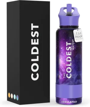 Coldest Insulated Water Bottle with Straw Lid - Stainless Steel Metal Thermos for Men & Women (Astro Purple, 40 oz)