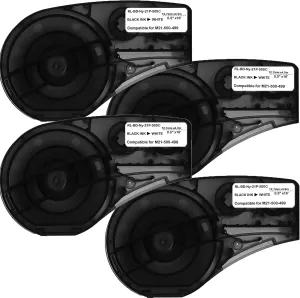 Compatible for M21-500-499 High Adhesion Nylon Cloth 1/2Inch Black on White, for M210, M210LAB, M211, BMP21-PLUS, BMP21-LAB Label Maker, forHigh Adhesion Nylon Cloth, 4-Pack