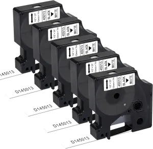 Compatible with Dymo 1/2 Inch Black on White Label Maker Refills D1 45013, A45013, S0720530 1/2 Inch x 23 Feet, for LabelManager 160 210D 260P 280 360D 420P PnP 220P