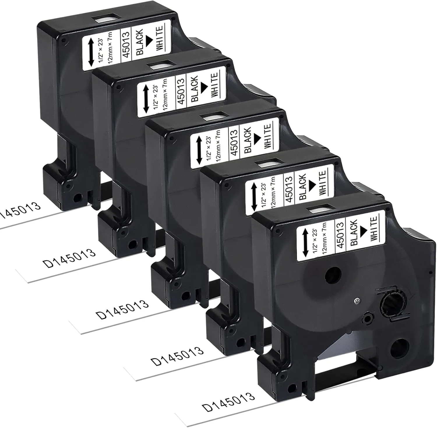 Compatible with Dymo 1/2 Inch Black on White Label Maker Refills D1 45013, A45013, S0720530 1/2 Inch x 23 Feet, for LabelManager 160 210D 260P 280 360D 420P PnP 220P