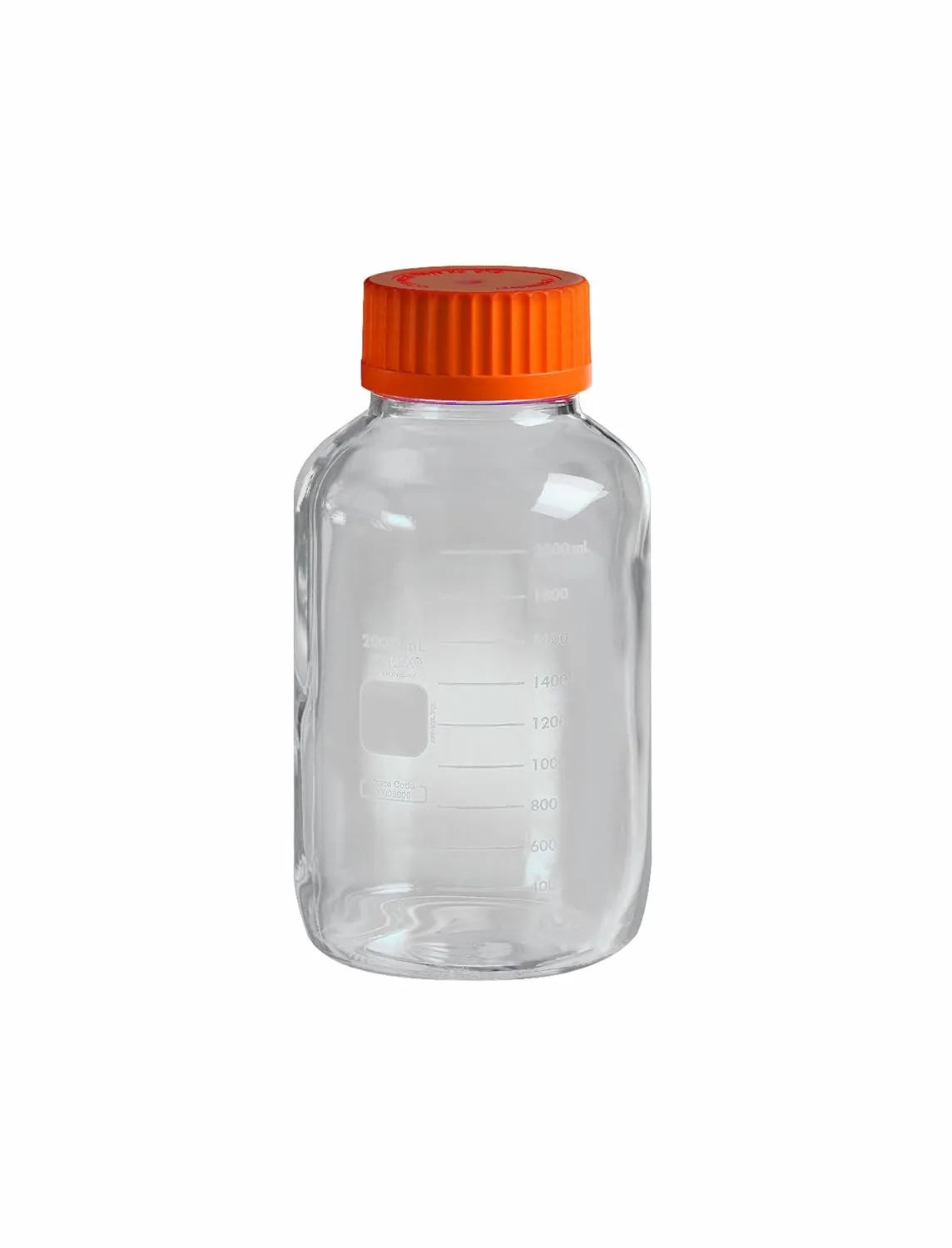 Corning Pyrex Borosilicate Glass Cylindrical Wide Mouth Media Storage Bottle with GLS80 Screw Cap, 2000ml Capacity (Case of 10)