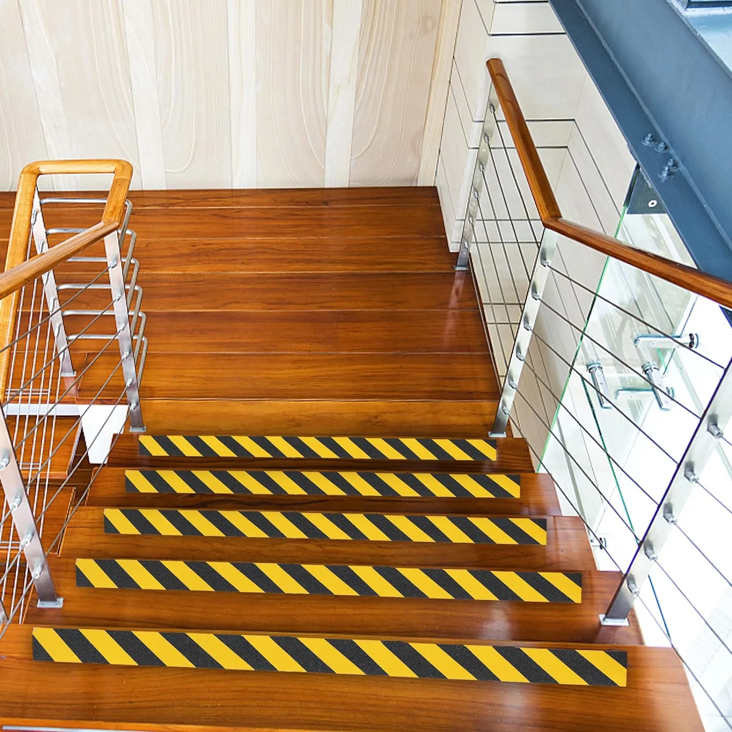 COSIMIXO 6" x 35Ft Black&Yellow Heavy Duty Anti Slip Tape for Stairs Outdoor/Indoor Waterproof Grip Tape Safety Non Skid Roll for Stair Steps Traction Tread Staircases Anti-Slip Strips