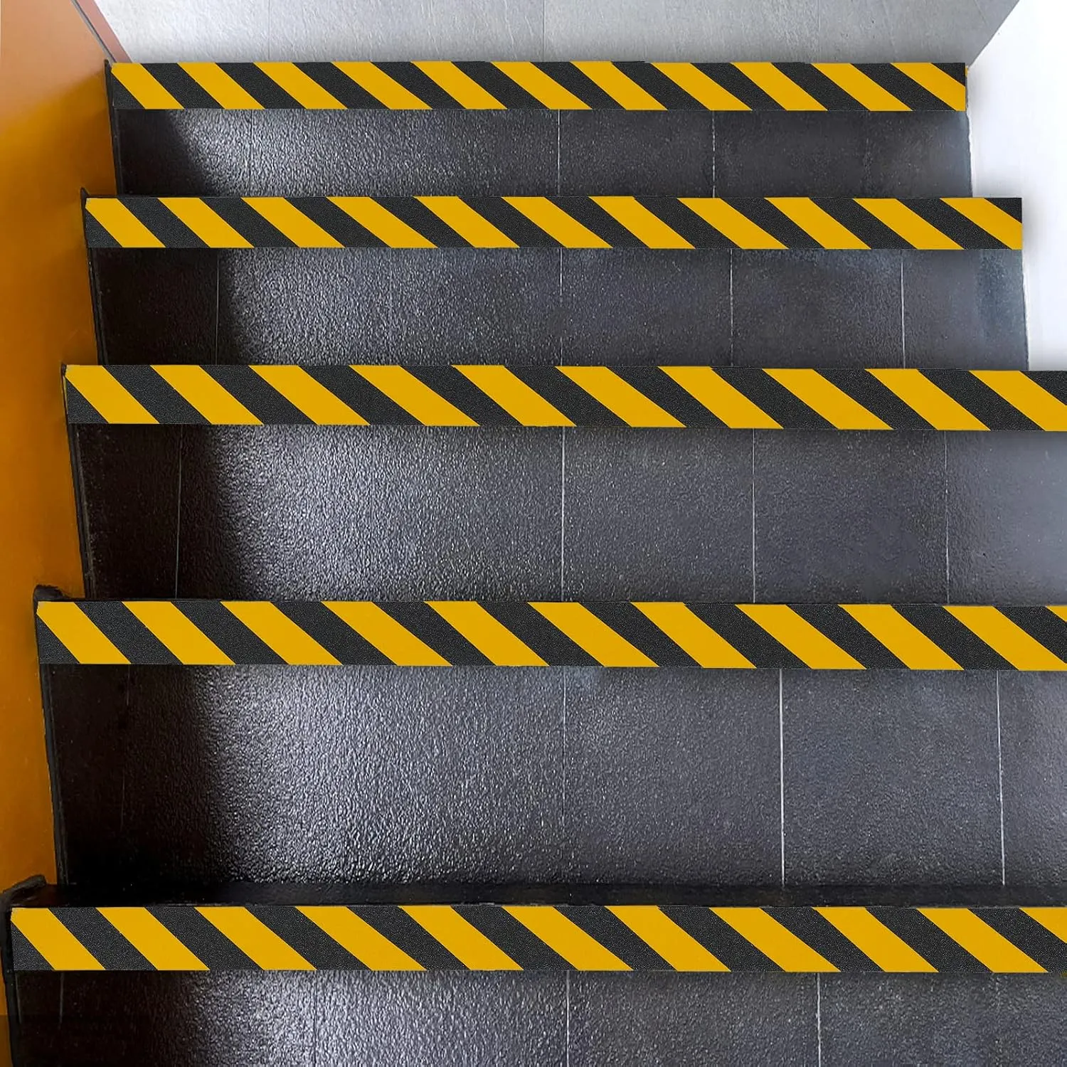 COSIMIXO 6" x 35Ft Black&Yellow Heavy Duty Anti Slip Tape for Stairs Outdoor/Indoor Waterproof Grip Tape Safety Non Skid Roll for Stair Steps Traction Tread Staircases Anti-Slip Strips