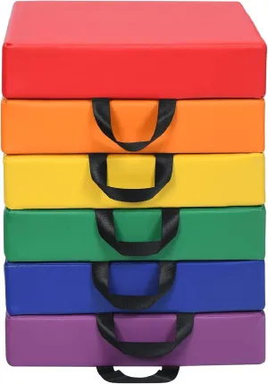Costzon 6-Piece 15 inch Floor Cushions for Kids, 3" Thick Waterproof Daycare Soft Flexible Seating with Handle for Classroom, Home, Nursery, Portable Deluxe Foam Seating for Preschool, Kindergarten