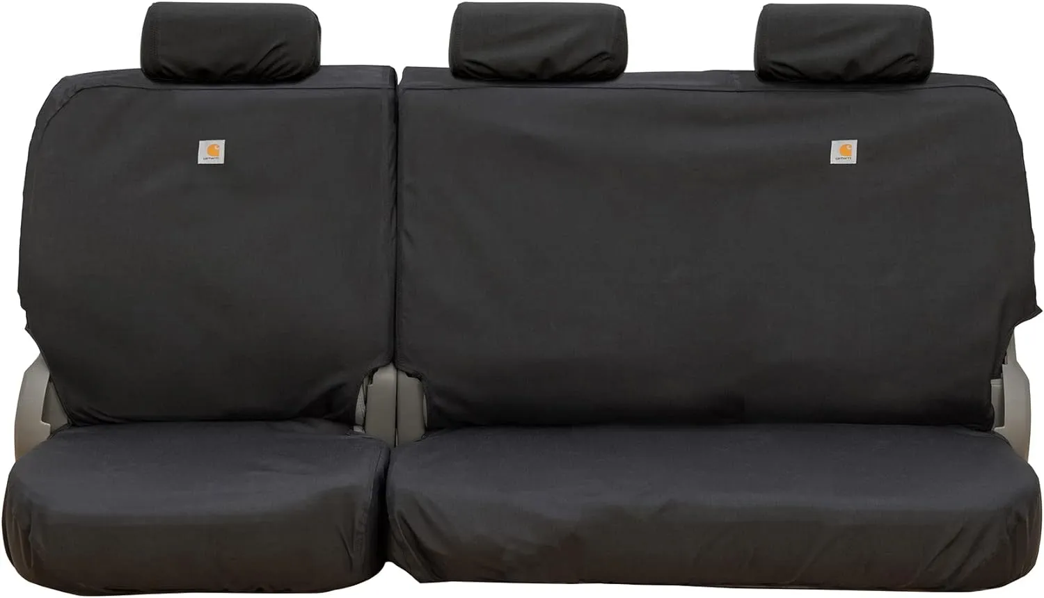 Covercraft Carhartt Super Dux SeatSaver Custom Seat Covers | Fits 2019-2025 Silverado/Sierra 1500/2500/3500 Crew Cab & Double Cab | 2nd Row 60/40 Bench Seat, Super Dux Black