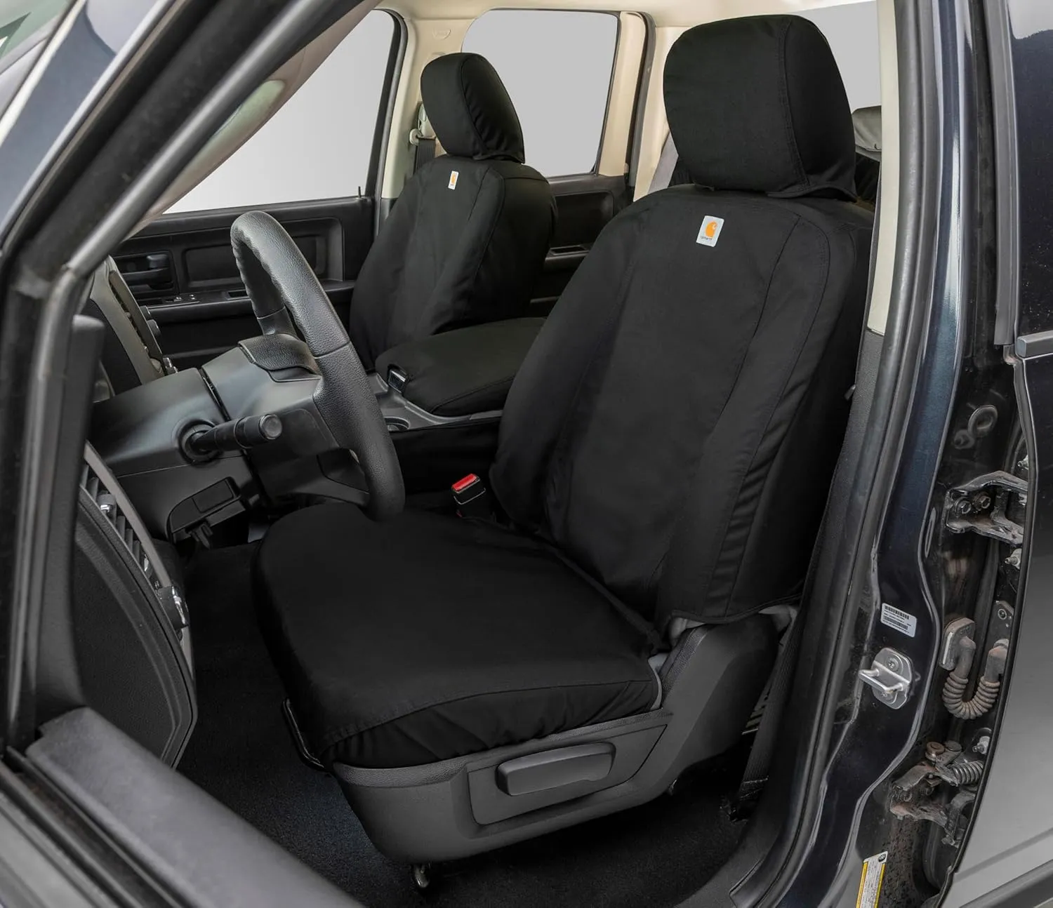 Covercraft Carhartt Super Dux SeatSaver Custom Seat Covers for 2015-2018 Ford F-150 (Excludes Raptor), 1st Row Bucket Seats, SSC2485COBK (Black)