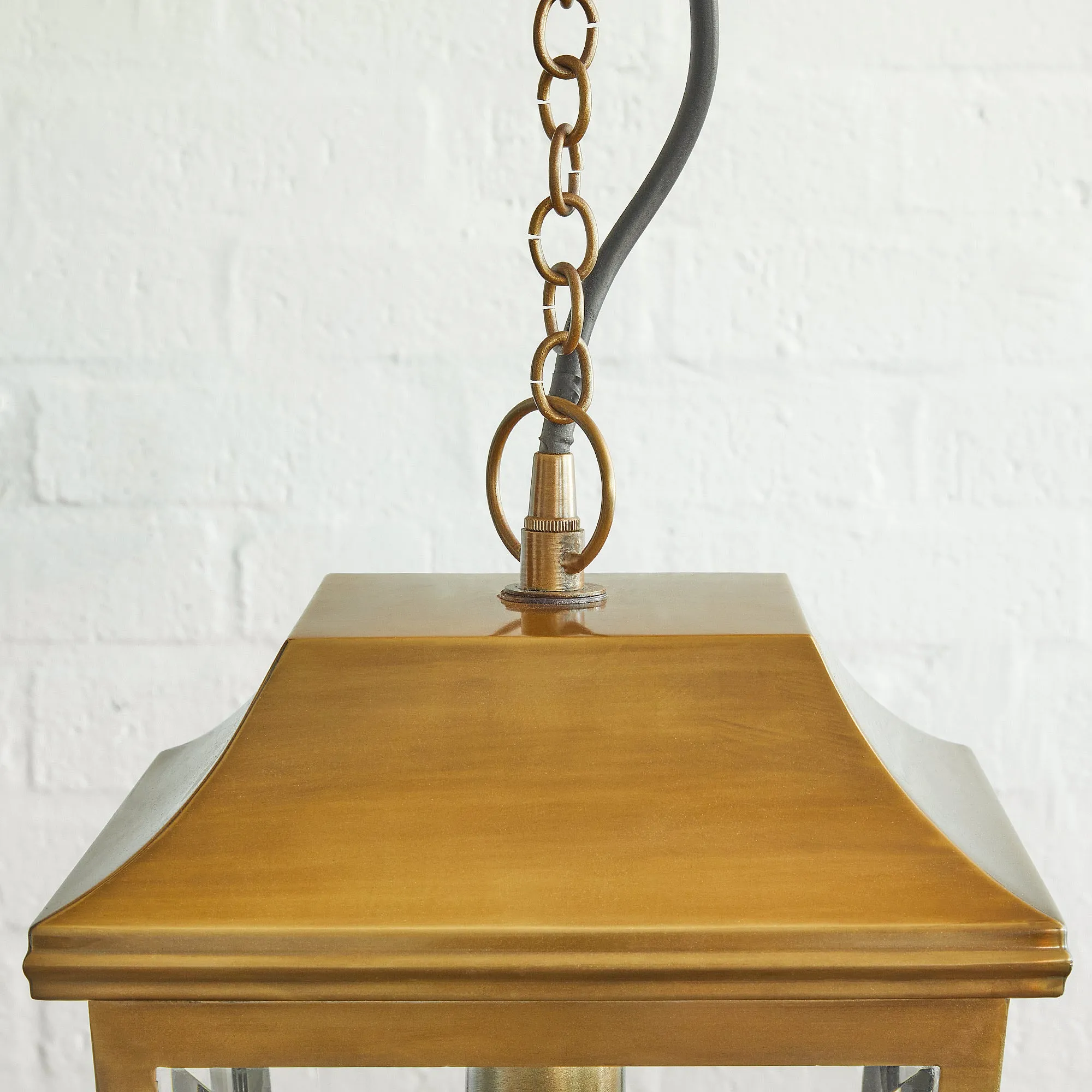 Crail IP44 exterior hanging lantern in antique brass