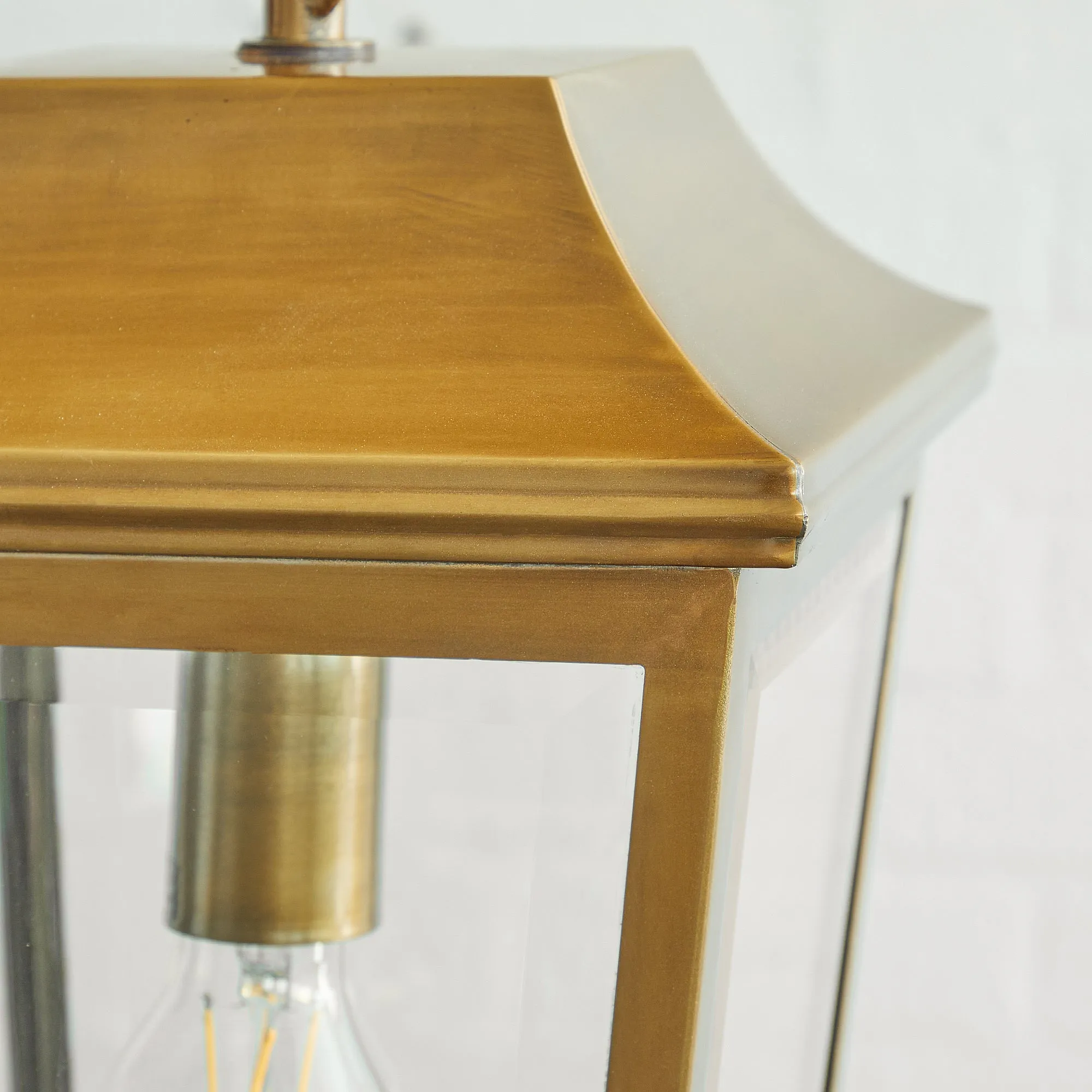 Crail IP44 exterior hanging lantern in antique brass