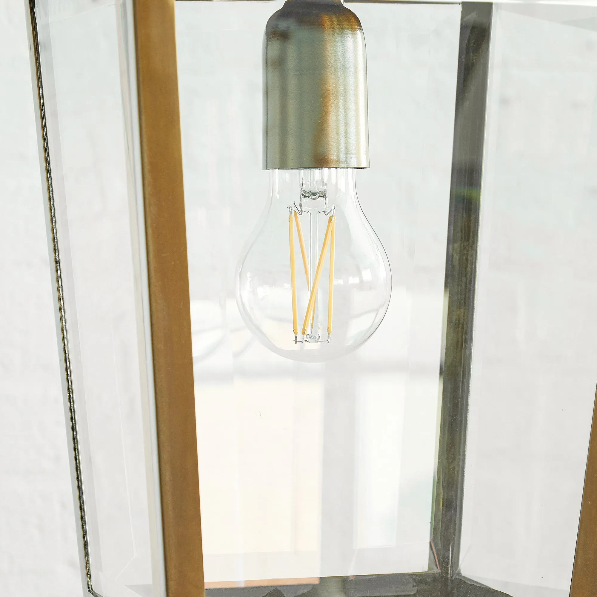 Crail IP44 exterior hanging lantern in antique brass