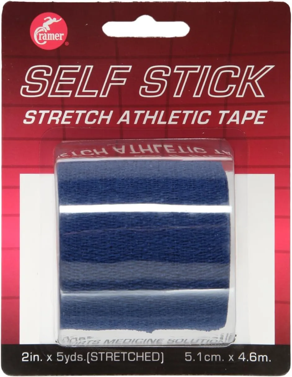 Cramer Eco-Flex Self-Stick Stretch Tape, Cohesive Tape, Flexible Elastic Sports Tape, Athletic Training Room Supplies, Easy Tear & Self-Adherent Bandage Wrap, Single 5 Yard Roll, Blue