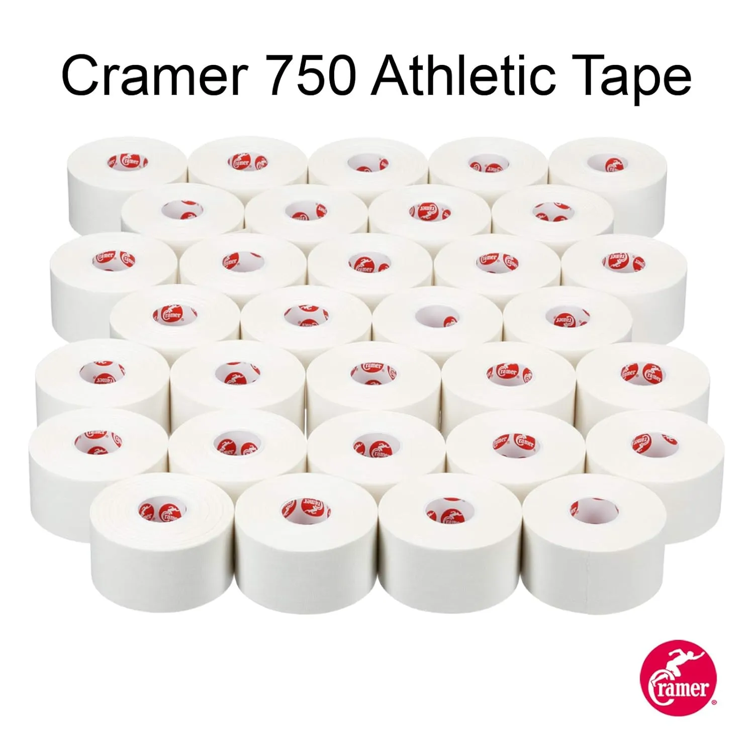 Cramer Team Color Athletic Tape, White, For Ankle, Wrist, and Injury Taping, Helps Protect and Prevent Injuries, Promotes Faster Healing, Athletic Training First Aid Supplies, 1.5", Bulk 32 Roll Case
