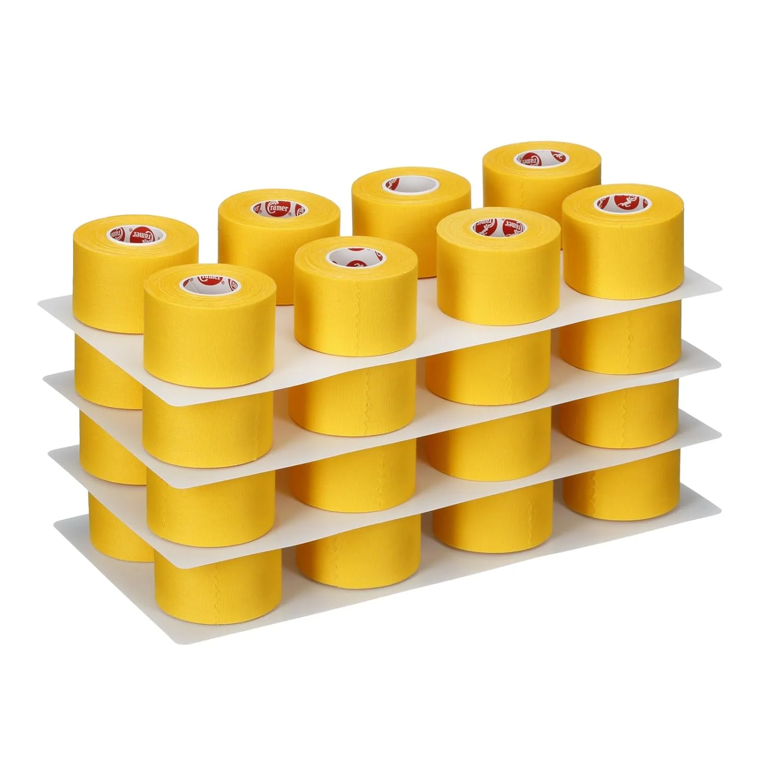 Cramer Team Color Athletic Tape, Yellow, For Ankle, Wrist, and Injury Taping, Helps Protect and Prevent Injuries, Promotes Faster Healing, Athletic Training First Aid Supplies, 1.5", Bulk 32 Roll Case