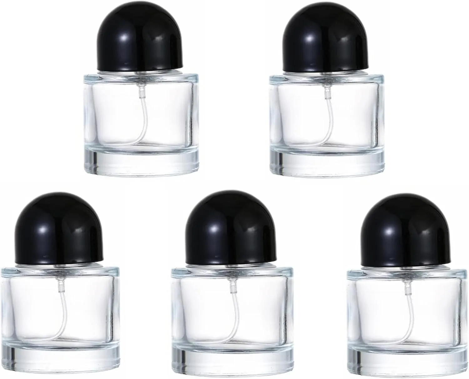 CTKcom 30ML Glass Perfume Bottles Empty Clear Spray Perfume Bottles with Black Lid Refillable Portable Perfume Atomizer Vials Refillable Cosmetic Containers for Perfume Essential Oils Liquids,5 Pack